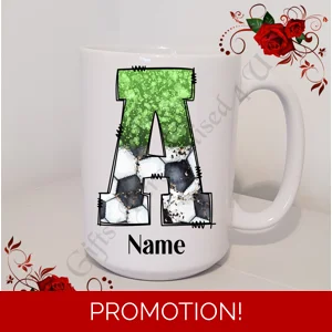 Personalised Mug 11oz & 15oz sizes - Football - Initial / Name - D.9