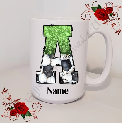 Personalised Mug 11oz & 15oz sizes - Football - Initial / Name - D.9