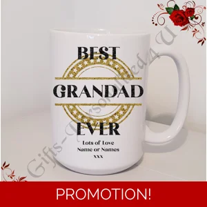 Personalised Mug 11oz & 15oz sizes - Stars - Best Ever Grandad / Grandpa / Pops etc - Design 1