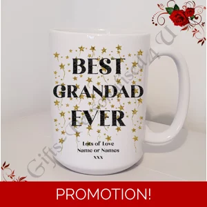 Personalised Mug 11oz & 15oz sizes - Stars - Best Ever Grandad / Grandpa / Pops etc - Design 2