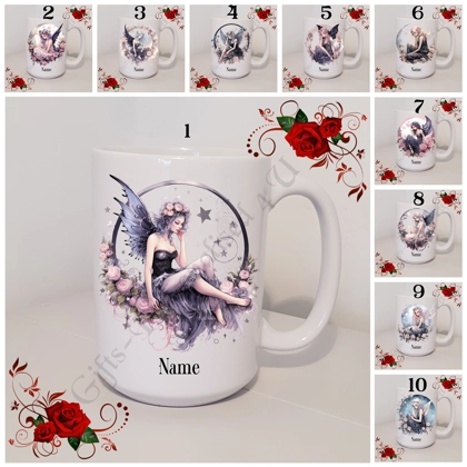 Personalised Mug 11oz & 15oz Sizes - Cute Gothic Fairy - Name - Designs 1-10 Personalised Mug 11oz & 15oz Sizes - Cute Gothic Fairy - Name - Designs 1-10