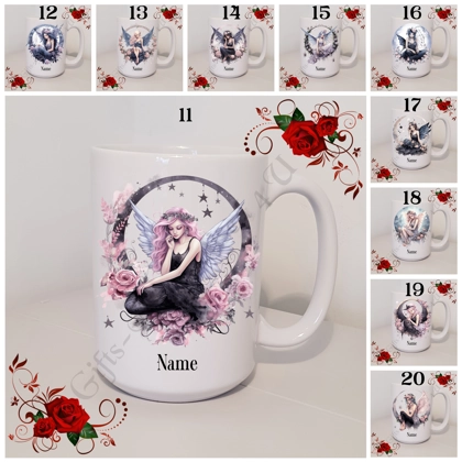 Personalised Mug 11oz & 15oz Sizes - Cute Gothic Fairy - Name - Designs 11-20 Personalised Mug 11oz & 15oz Sizes - Cute Gothic Fairy - Name - Designs 11-20