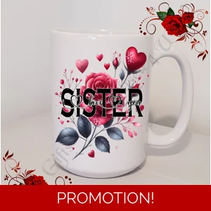Designed Mug 11oz & 15oz sizes - Roses - SISTER - I Love You / We Love You - Design 1