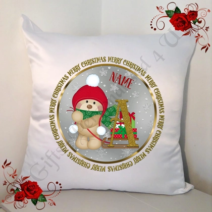 Personalised White 18" Cushion - Christmas - Reindeer - Name - Initial A-Z - Design 21 Personalised White 18" Cushion - Christmas - Reindeer - Name - Initial A-Z - Design 21