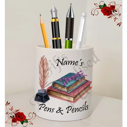 Personalised Ceramic Pens & Pencils Holder – Name’s Pens & Pencils – Design 3