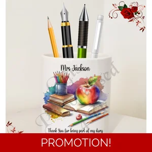 Personalised Ceramic Pen Holder – Teacher Thank You Leaving Gift – Design 11