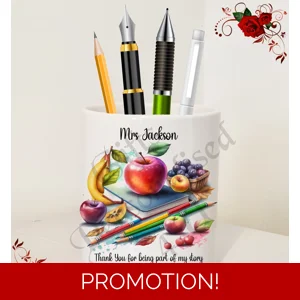 Personalised Ceramic Pen Holder – Teacher Thank You Leaving Gift – Design 12