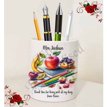 Personalised Ceramic Pen Holder – Teacher Thank You Leaving Gift – Design 12