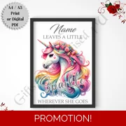 A4 or A3 Print or Digital Download - Personalised Unicorn Sparkle - Name - D.2