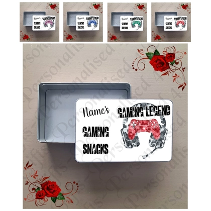 Personalised Treat Sweet Tin - Gamer Gaming Legend PS4 Gaming Snacks - Design 1 Personalised Treat Sweet Tin - Gamer Gaming Legend PS4 Gaming Snacks - Design 1