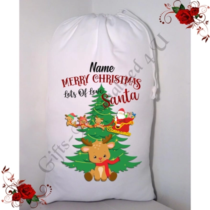 Personalised Small / Large - Christmas - Santa Sack - Name - Design 14