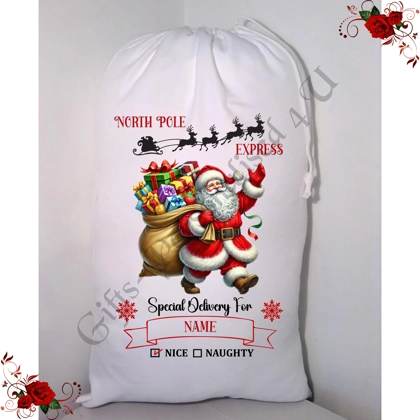 Personalised Small / Large - Christmas - Santa Sack - Special Delivery For Name - D.4 Personalised Small / Large - Christmas - Santa Sack - Special Delivery For Name - D.4