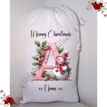 Personalised Small / Large - Christmas - Santa Sack - Name & Initial- D.42 Personalised Small / Large - Christmas - Santa Sack - Name & Initial- D.42