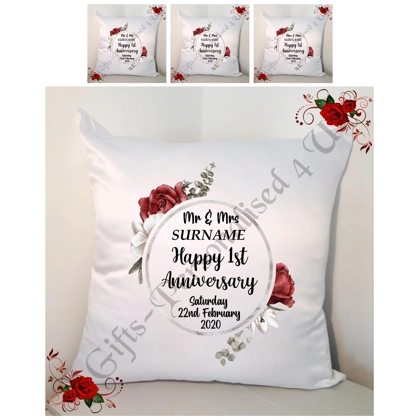 Personalised 18" Cushion - Anniversary Gift - 1st/5th/10th etc - Mr & Mr / Mr & Mrs / Mrs  Design 10 Personalised 18" Cushion - Anniversary Gift - 1st/5th/10th etc - Mr & Mr / Mr & Mrs / Mrs  Design 10