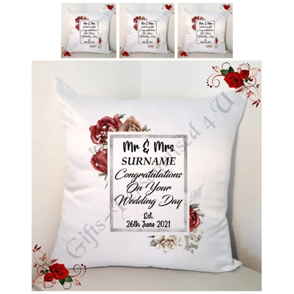 Personalised 18" Cushion - Wedding - Gift - Mr & Mr / Mr & Mrs / Mrs & Mrs - Design 16 Personalised 18" Cushion - Wedding - Gift - Mr & Mr / Mr & Mrs / Mrs & Mrs - Design 16