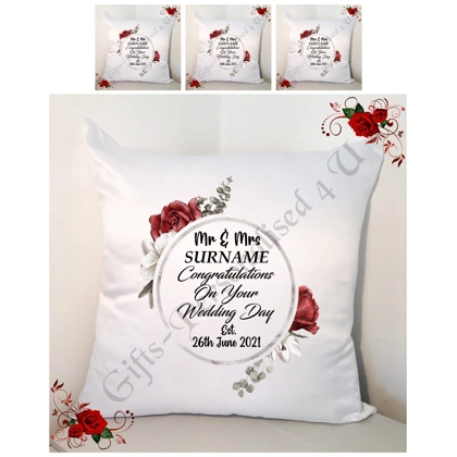 Personalised 18" Cushion - Wedding - Gift - Mr & Mr / Mr & Mrs / Mrs & Mrs - Design 19 Personalised 18" Cushion - Wedding - Gift - Mr & Mr / Mr & Mrs / Mrs & Mrs - Design 19