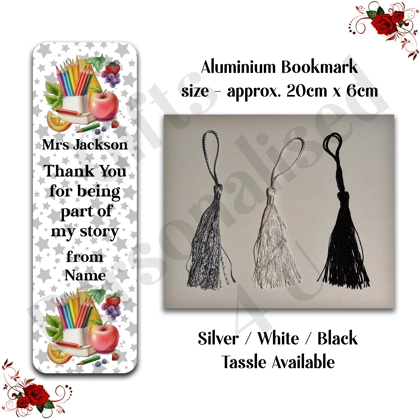 Personalised Aluminium Bookmark - Teacher - Thank You / Leaving Gift - Design 17