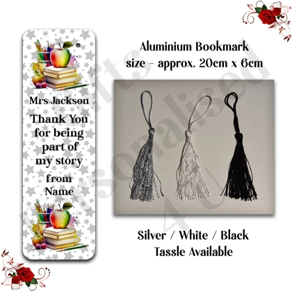 Personalised Aluminium Bookmark - Teacher - Thank You / Leaving Gift - Design 18
