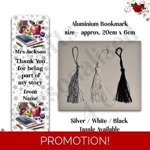 Personalised Aluminium Bookmark - Teacher - Thank You / Leaving Gift - Design 19
