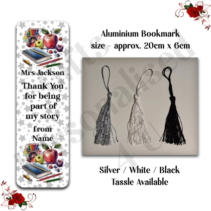 Personalised Aluminium Bookmark - Teacher - Thank You / Leaving Gift - Design 19