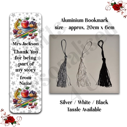 Personalised Aluminium Bookmark - Teacher - Thank You / Leaving Gift - Design 21