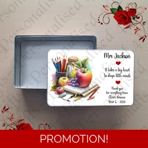Personalised Metal Storage Treat Tin - Teacher Thank You Leaving Gift - Design 1