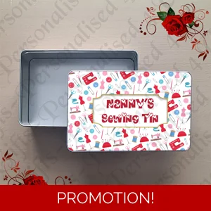Personalised Metal Storage Tin - Sewing - Gift - Name's Sewing Tin - Design 1