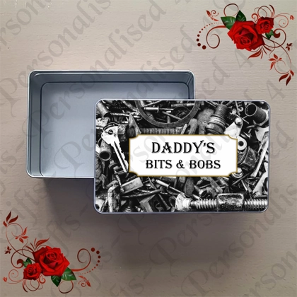 Personalised Metal Storage Tin - Bits & Bobs - Dad Daddy Grandad etc - D.1 Personalised Metal Storage Tin - Bits & Bobs - Dad Daddy Grandad etc - D.1