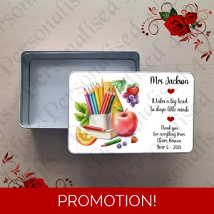 Personalised Metal Storage Treat Tin - Teacher Thank You Leaving Gift - Design 2