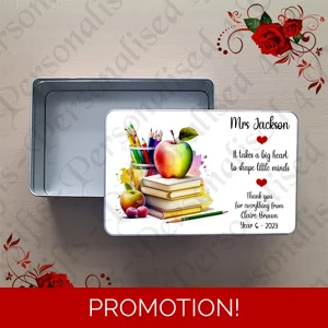 Personalised Metal Storage Treat Tin - Teacher Thank You Leaving Gift - Design 3