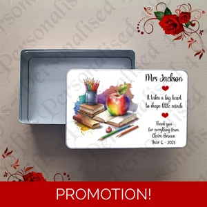 Personalised Metal Storage Treat Tin - Teacher Thank You Leaving Gift - Design 5