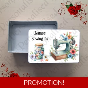 Personalised Metal Storage Tin - Sewing - Gift - Name's Sewing Tin - Design 5