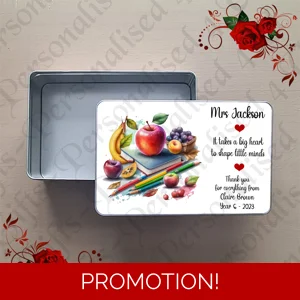 Personalised Metal Storage Treat Tin - Teacher Thank You Leaving Gift - Design 6