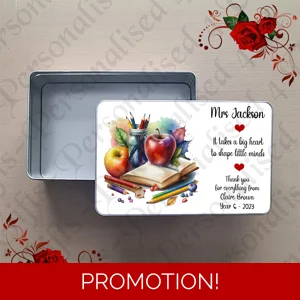 Personalised Metal Storage Treat Tin - Teacher Thank You Leaving Gift - Design 7