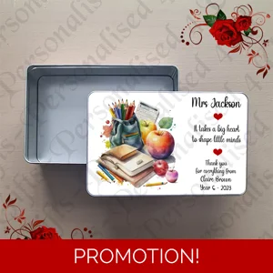 Personalised Metal Storage Treat Tin - Teacher Thank You Leaving Gift - Design 8