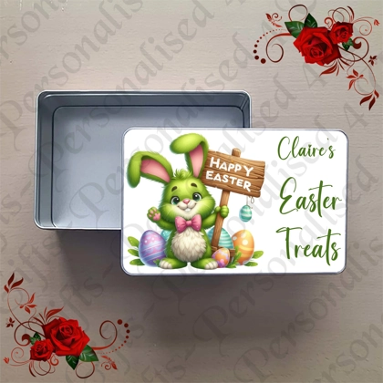 Personalised Metal Storage Tin - Easter - Name's Easter Treats - D.1