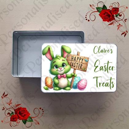 Personalised Metal Storage Tin - Easter - Name's Easter Treats - D.4