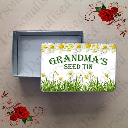 Personalised Metal Storage Tin - Gardening - Gift - Seed Tin - Design 10 Personalised Metal Storage Tin - Gardening - Gift - Seed Tin - Design 10