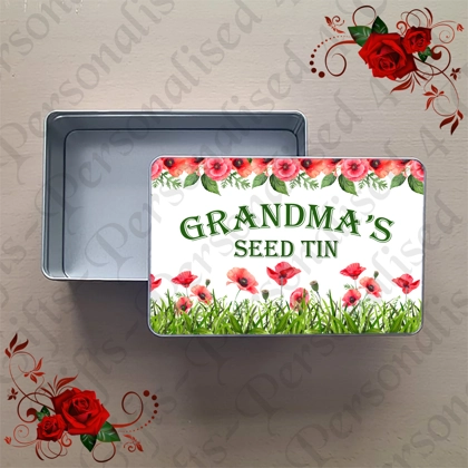 Personalised Metal Storage Tin - Gardening - Gift - Seed Tin - Design 11 Personalised Metal Storage Tin - Gardening - Gift - Seed Tin - Design 11