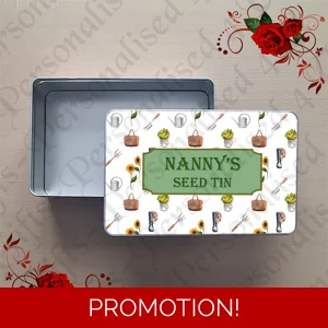 Personalised Metal Storage Tin - Gardening - Gift - Seed Tin - Design 1