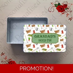 Personalised Metal Storage Tin - Gardening - Gift - Seed Tin - Design 4