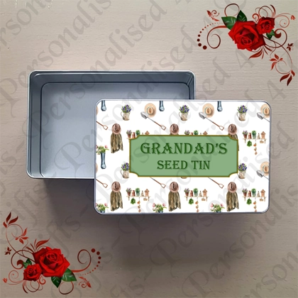 Personalised Metal Storage Tin - Gardening - Gift - Seed Tin - Design 5 Personalised Metal Storage Tin - Gardening - Gift - Seed Tin - Design 5