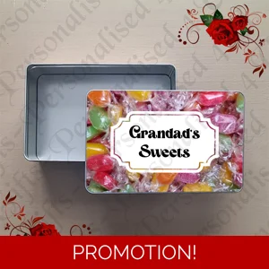 Personalised Metal Storage Tin - Sweets - Name's Sweets - D.1