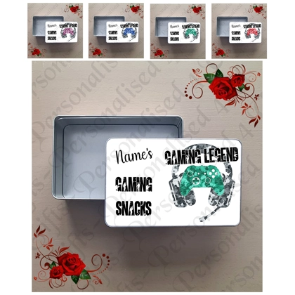 Personalised Treat Sweet Tin - Gamer Gaming Legend Xbox Gaming Snacks - Design 1 Personalised Treat Sweet Tin - Gamer Gaming Legend Xbox Gaming Snacks - Design 1