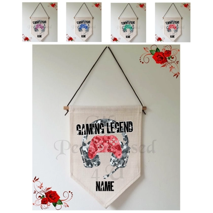 Personalised Linen Pennant Flag - Gaming Legend - Xbox - Name - Design 1