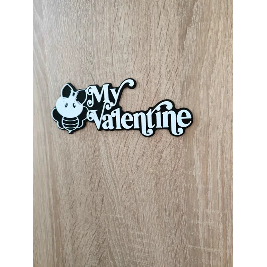 My Valentine - 3D Εκτυπωμένη Επιγραφή με Χαριτωμένο Σχέδιο Μέλισσας - Μια Γοητευτική Διακόσμηση