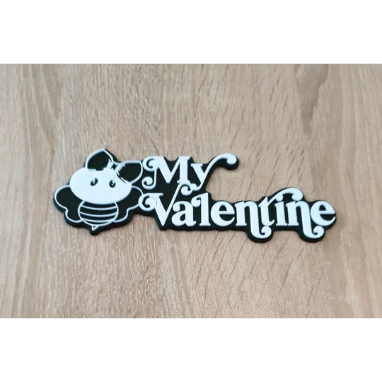My Valentine - 3D Εκτυπωμένη Επιγραφή με Χαριτωμένο Σχέδιο Μέλισσας - Μια Γοητευτική Διακόσμηση