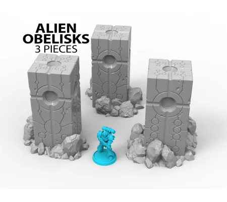 3 x Alien Obelisks Artifacts Scenery Terrain για Παιχνίδια Πολέμου 28mm/32mm Σετ