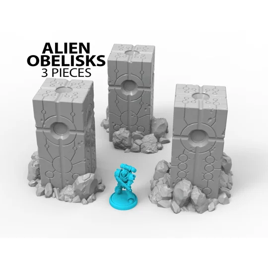 3 x Alien Obelisks Artifacts Scenery Terrain για Παιχνίδια Πολέμου 28mm/32mm Σετ