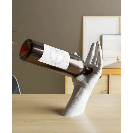 Elegance Wine Holder Art Sculpture Cracked Hand, 3D τυπωμένη διακόσμηση σπιτιού, γραφείου,